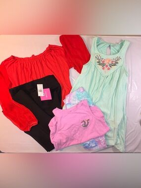 Bundle: Boho Top w Sheer Sleeves, Dress Pants, Sundress, Tank Top & Shorts